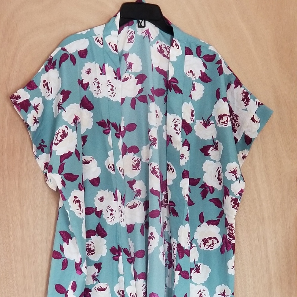 teal Kimono beach cover up - Picture 2 of 5